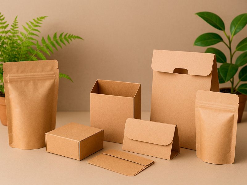 Diversos tipos de packaging de cartón y papel como bolsas, cajas, sobres...